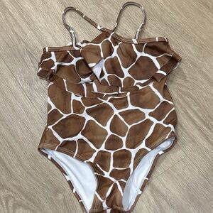 Janie and Jack Brown Giraffe Print One Piece